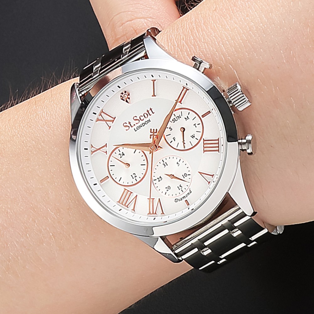 밴드1종추가증정 본사정품 세인트스코트 ST7501M 헤스티아 다이아몬드 남성 메탈시계+선물포장+감별서증정 115,000원