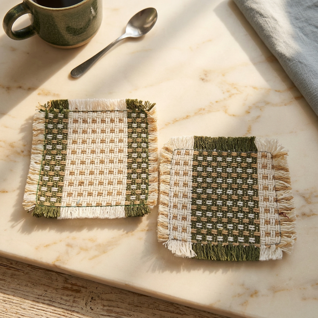 LIVENA 모먼트 체크 티코스터 2P 세트, 포레스트 그린 11,800원