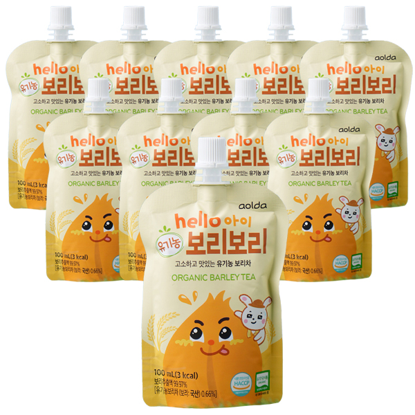 아올다 hello 아이 유기농 보리보리 보리차, 100ml, 1개입, 10개 9,400원