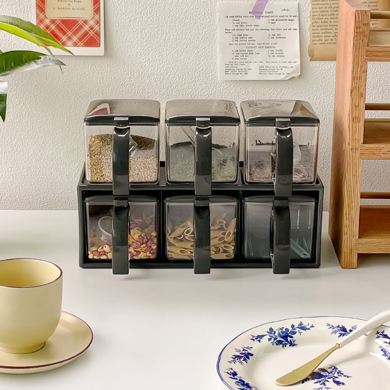 자카 사각 양념통 세트 조미료케이스 블랙 크림화이트 대용량 양념케이스 양념수납 31,400원