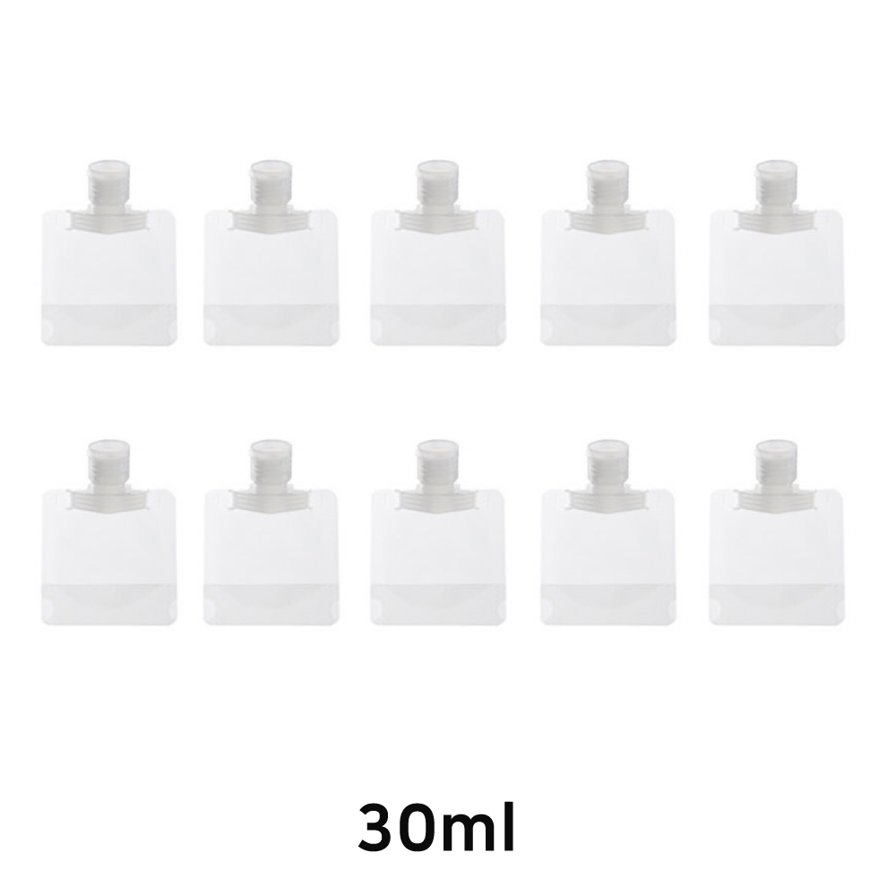 가장 가볍고 위생적인 파우치형 휴대용 화장품 샴푸 용기 공병 30ml, 10개, 화이트 5,900원