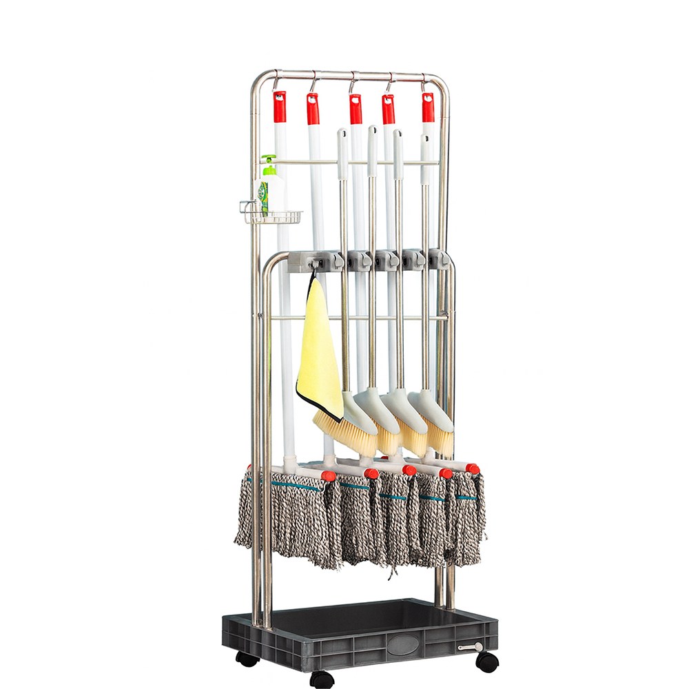 아띠꼴로 이동식 청소도구함 청소도구 거치대 밀대 보관함 정리대, 2단, 1개 85,000원