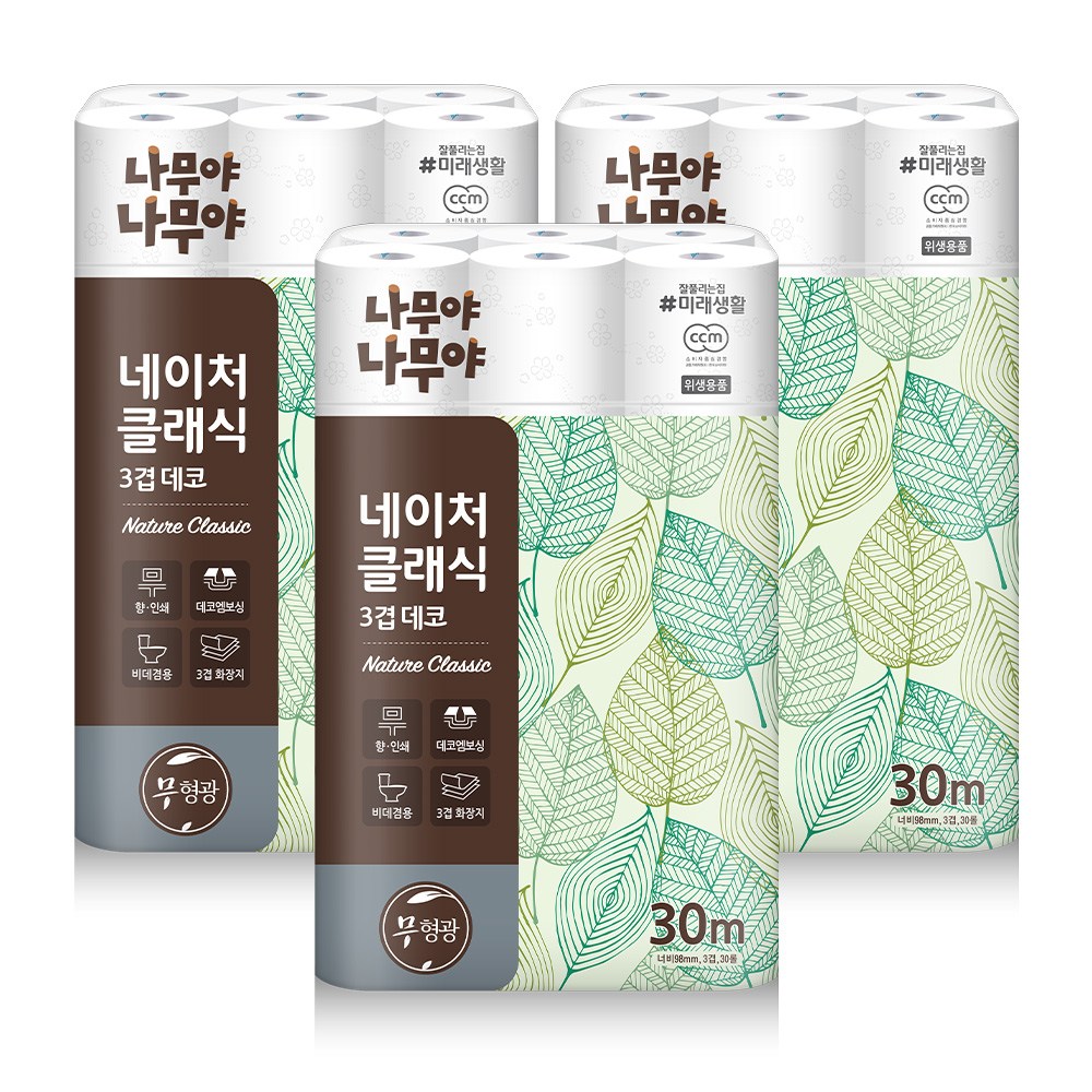 미래생활 나무야나무야 네이처클래식 30M 30롤 3팩, 3개, 30롤, 30m 32,270원