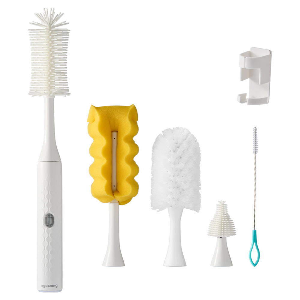 아가짱 전동 젖병 세척솔 + 브러쉬 5종 + 케이블 + 거치대 세트, 화이트, 1세트 39,800원