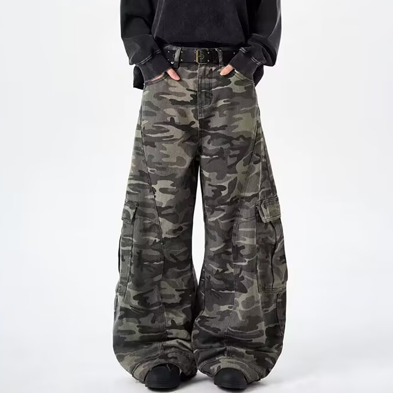 인어미남 남성 봄가을 카모플라주 카고 바지 트렌드 멀티포켓 와이드 코디 캐주얼 롱 바지 36,200원