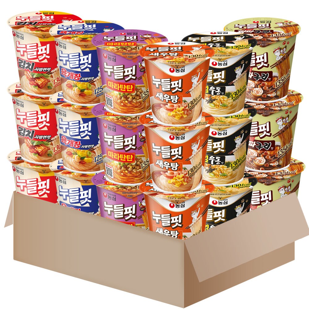 농심 누들핏 6종 (육개장사발면맛3+김치사발면3+새우탕맛3+짜파구리3+튀김우동맛3+마라탄탄맛3) 27,500원