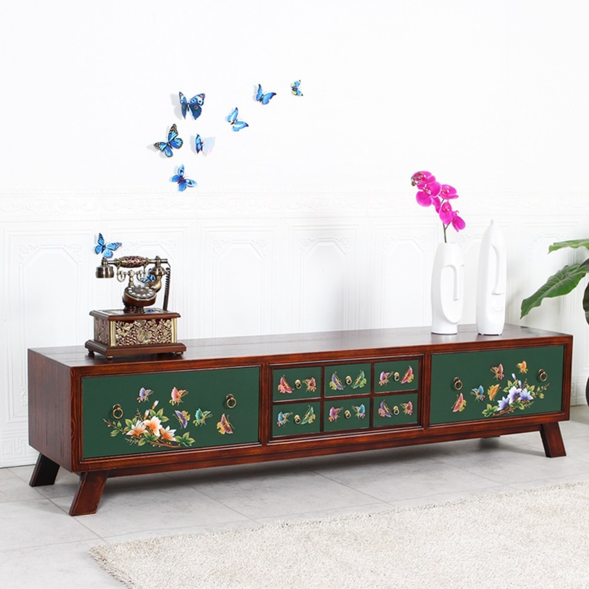 다한수제고가구 오동 나비 원목 거실장 세트 (레드), 세트 990,000원