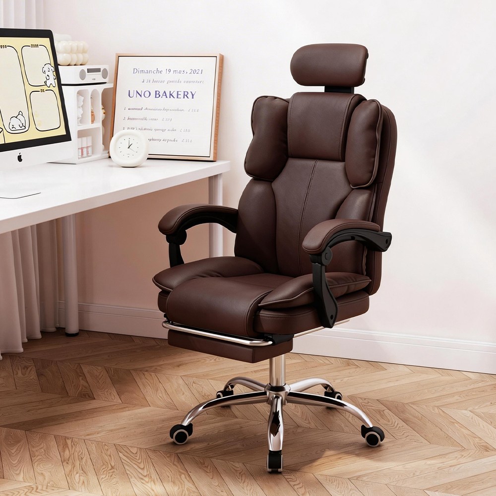 Takata 게이밍 의자 침대형 인체공학 발받침대 리클라이너 고급 인조가죽 사무용 컴퓨터 의자, 브라운 114,000원