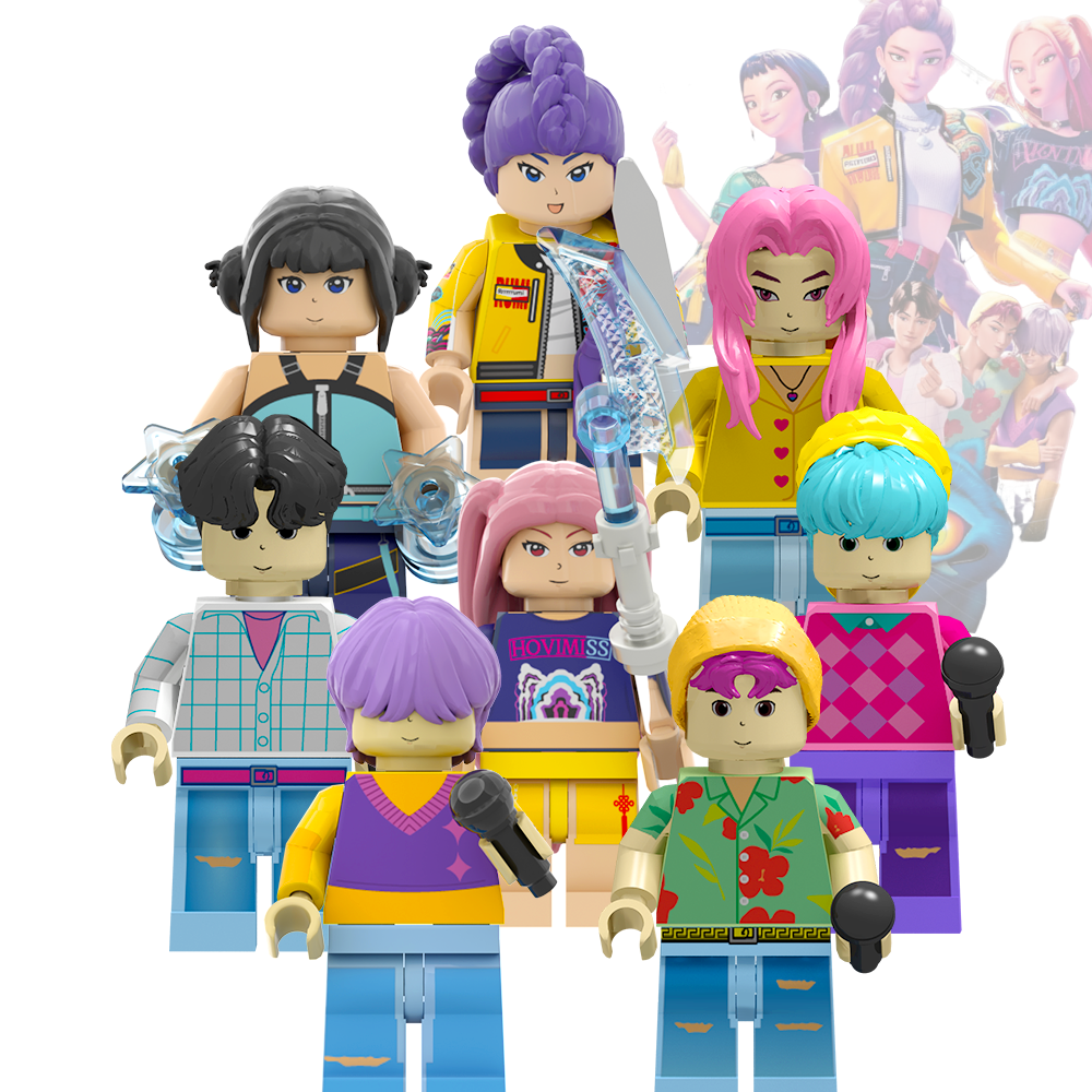 FunKKU 케이팝 데몬 헌터스+사자 보이즈 캐리터 피규어 블록 8종 블럭세트, 1세트 22,500원