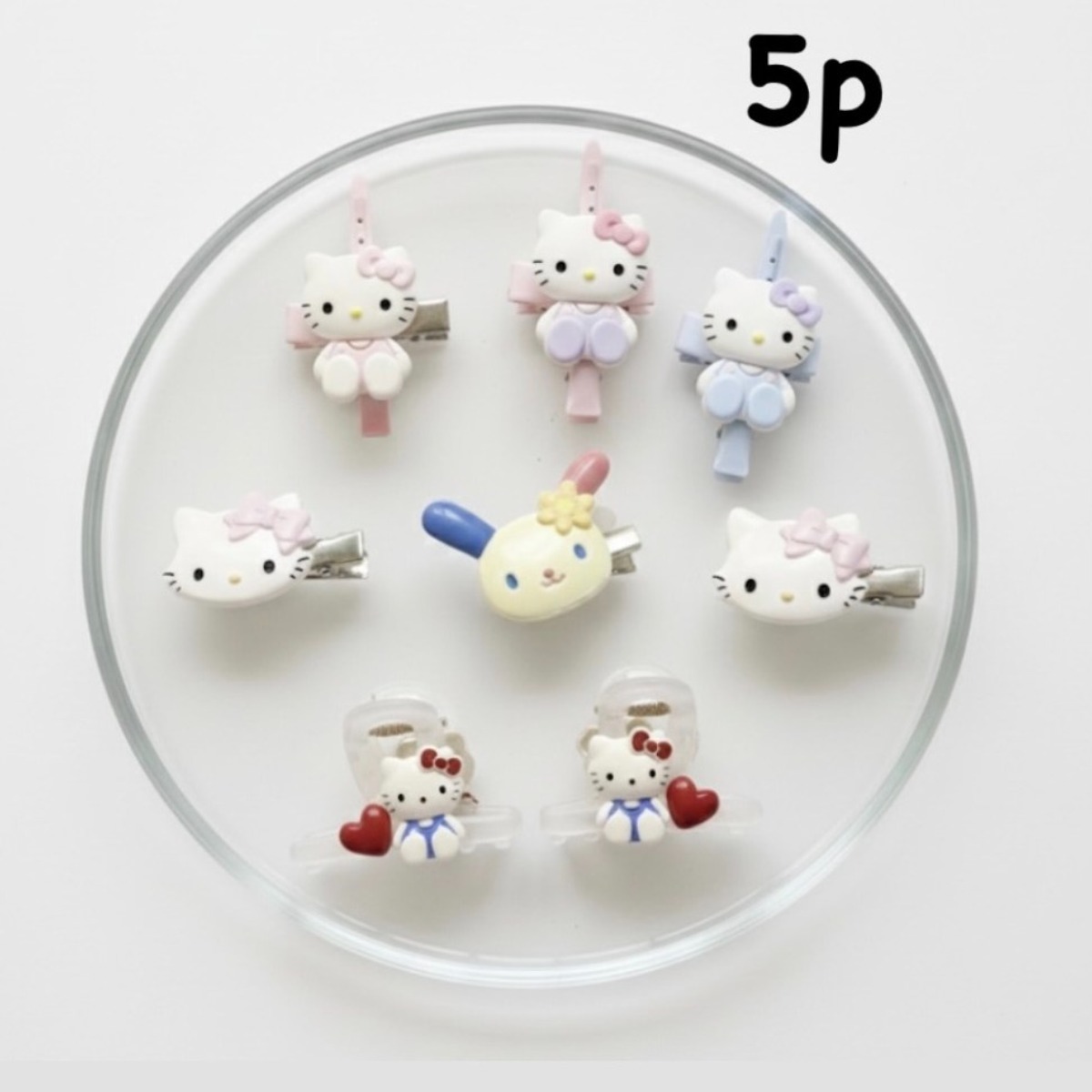 {마롱이} 여자아이 헤어핀선물,생파선물,답례품,어린이집선물 헬로키티핀 캐릭터집게핀5p세트 15,900원