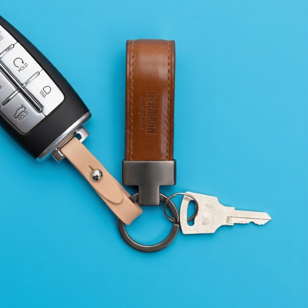 헤르만 이태리 가죽 스트랩 원 키링 Strap One Keyring, 커피브라운 각인추가, 1개 27,800원