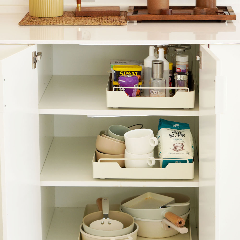 친절한마이쮸 무타공 하부장 슬라이딩 레일 선반 정리 수납함 다용도 싱크대 정리 15,800원