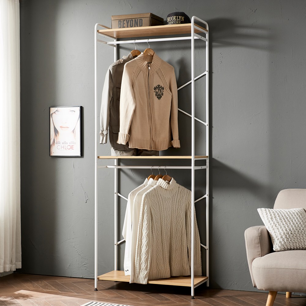 나인홈 2단행거 와이드 스탠드 조립식 시스템 옷장 원목 옷걸이 철제 드레스룸 800 64,900원