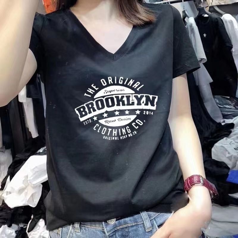 밀크봉봉 여성 브이넥 반팔 순면 티셔츠 17,800원