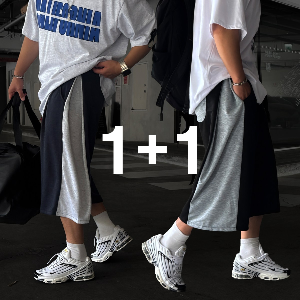 빠델 [1+1/추가금없음] 코비 7부 벌룬 와이드 사이드 배색 맞주름 버뮤다 팬츠 32,700원