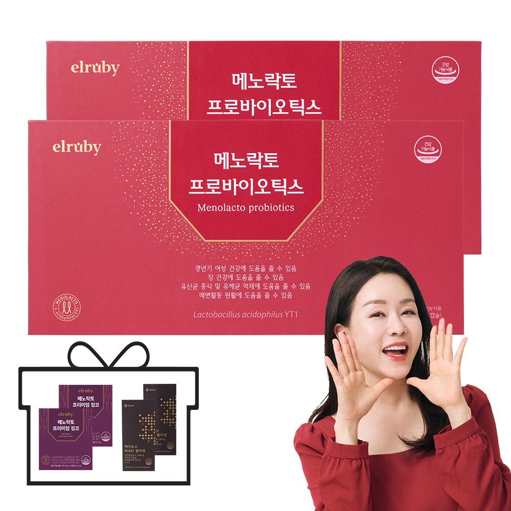 [휴온스N 공식] [12일분 추가증정] 메노락토 프로바이오틱스 갱년기 유산균 yt1, 2개, 90정 255,900원