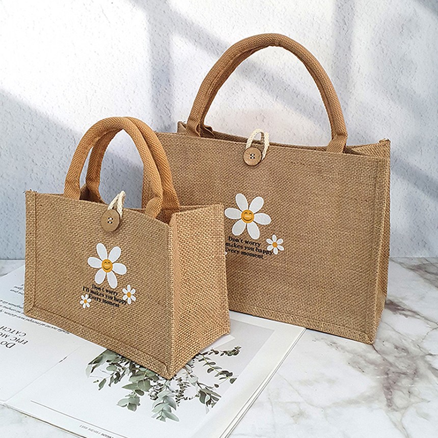 언즈 스마일 라탄 버튼 에코백 학생 성인 공용 피크닉 도시락 보조 가방 15,800원