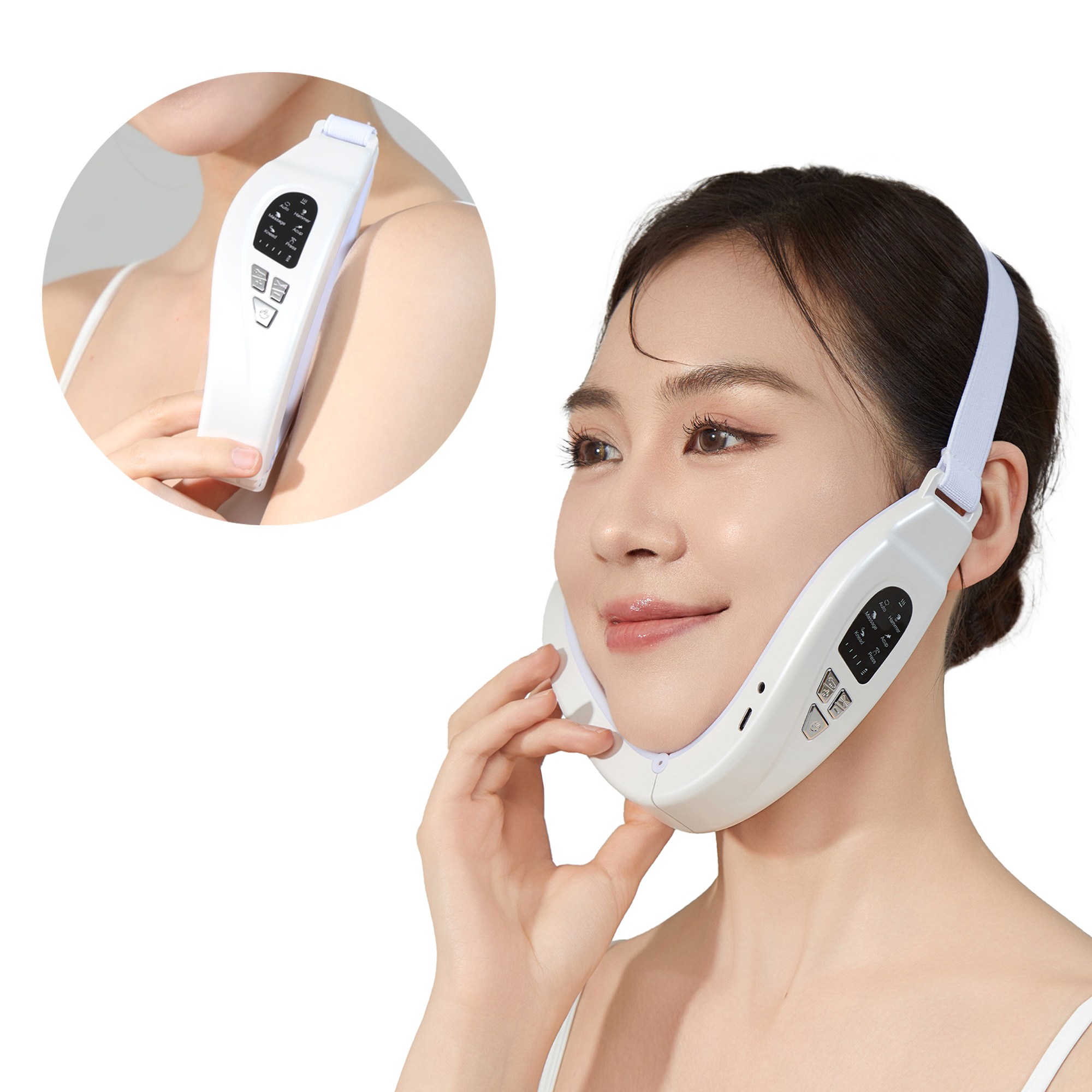 에란스타 이중턱삭제 얼굴 마사지기 턱선 V라인 입꼬리 리프팅 기기 피부관리 홈케어 뷰티 디바이스, 화이트 49,900원