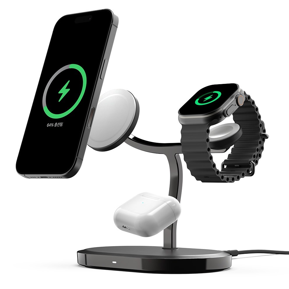 아트뮤 3 in 1 애플 MFM 맥세이프 고속 무선 충전기 MC320, 그레이, 1개 59,700원