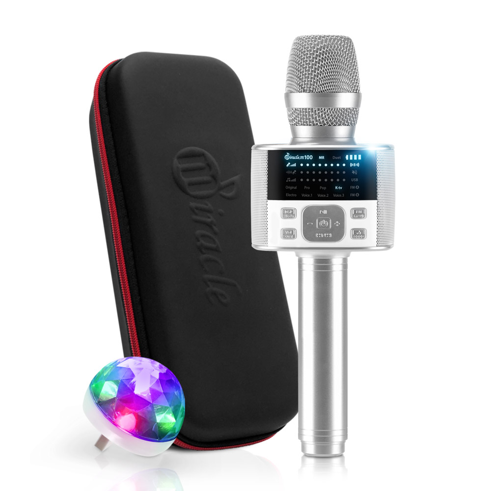 미라클엠 무선 블루투스 마이크 화이트 + 파우치 + 미러볼 세트, Miracle M100, 화이트 59,800원