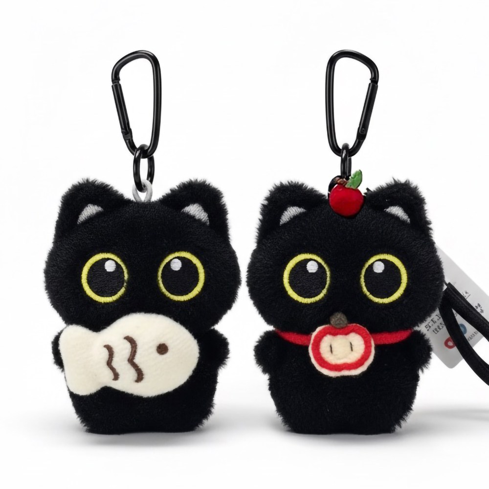 GRNM 블랙캣 인형 키링 2종 세트/ 남녀공용 커플 우정템 선물용 키홀더, 1세트, 사과냥&생선냥 11,800원
