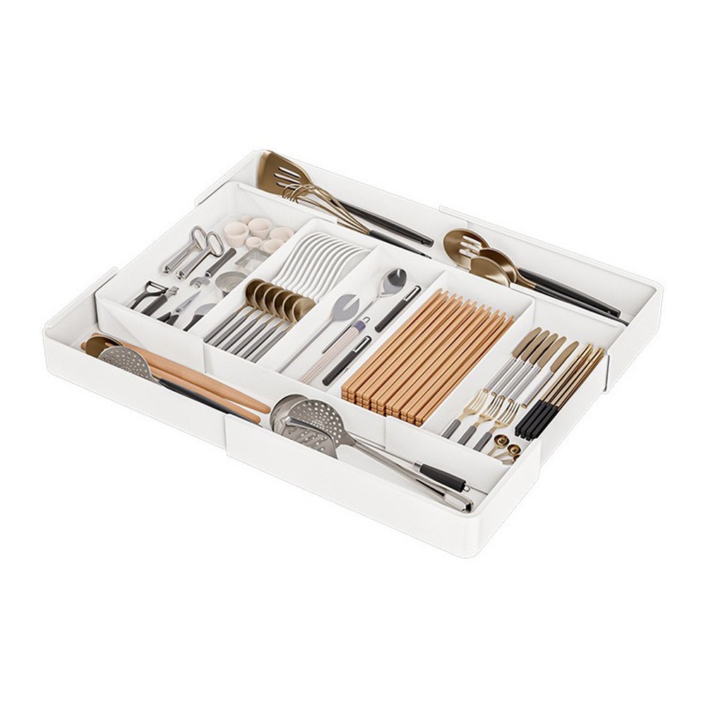 YOKOSOO 주방 정리 수납 용품 다용도 확장형 식기 서랍 정리함 조절 가능한 칸막이 수저 정리대 주방 정리, 화이트, 1개 50,000원