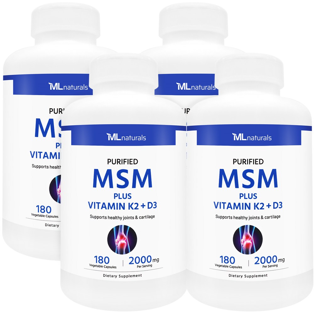 [미국번개배송] 착한명품 신제품 마이라이프 내추럴스 엠에스엠 2000 mg 플러스 비타민 K2 +D3, 4개, 180정 88,900원