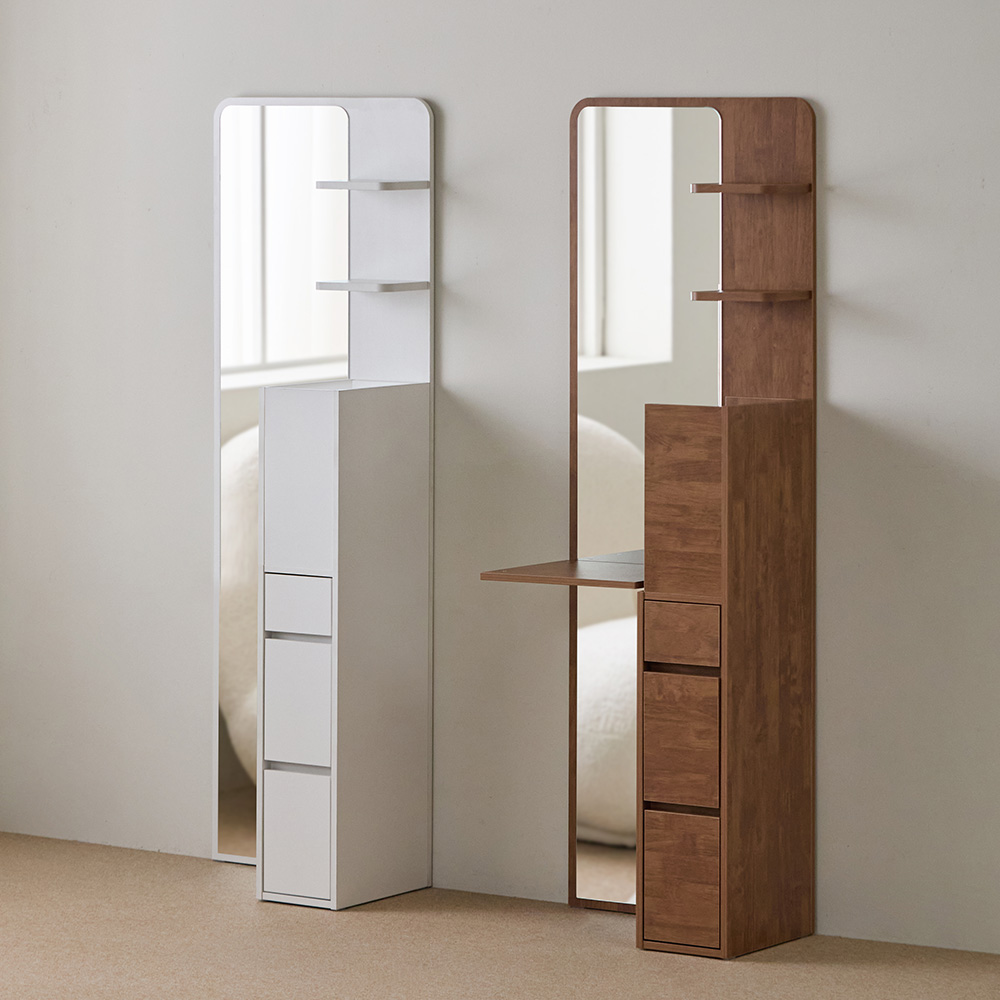 [할인해봄] 파로마 메이 전신거울 폴딩선반 수납 스탠딩 화장대, 화이트 179,900원