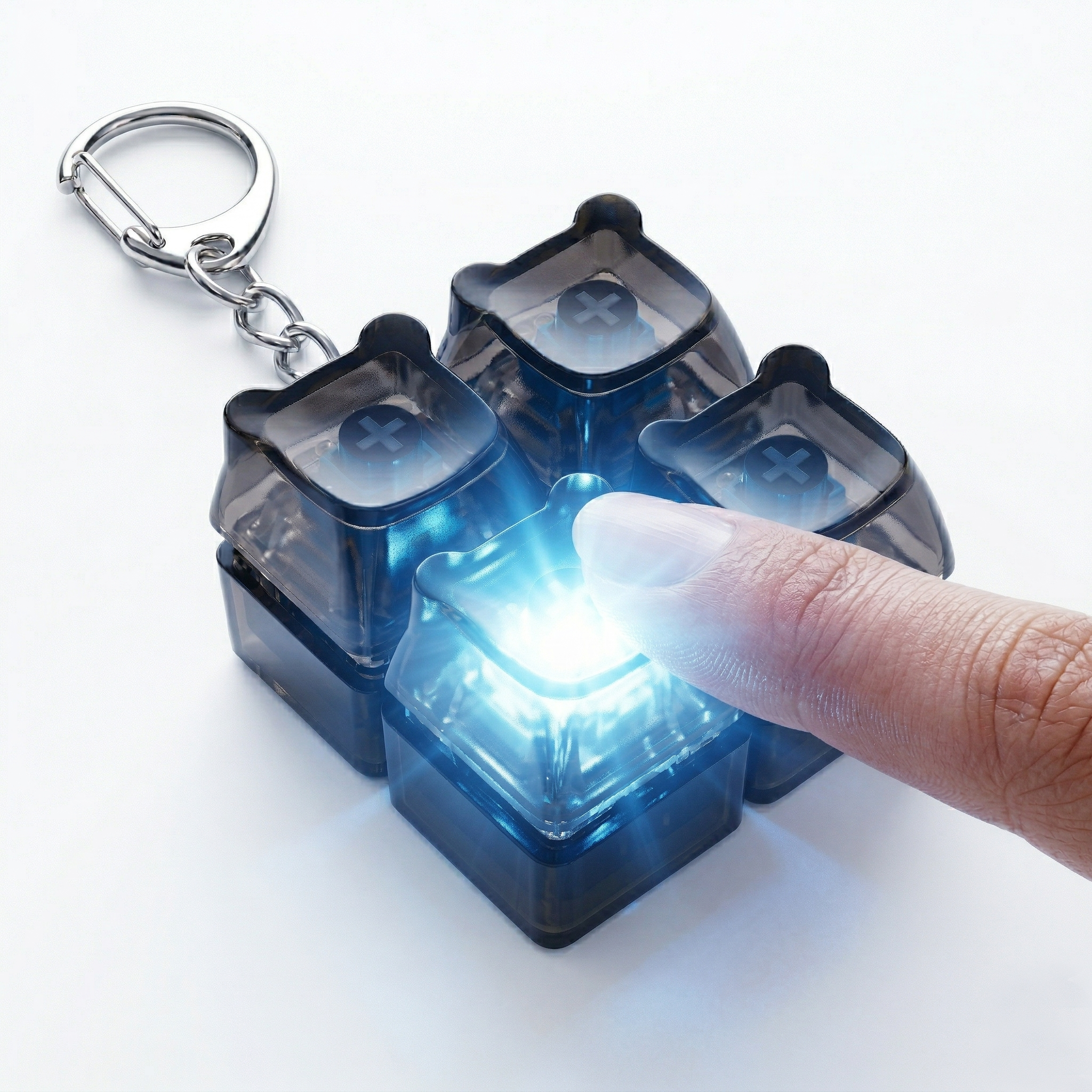 뮤트아웃 곰돌이 LED 키보드 키캡 키링 4구 딸깍이 클리커 키홀더, 현재가 11,900원