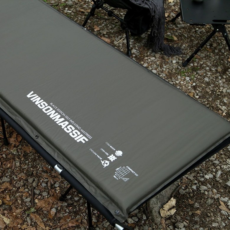 [백화점 정품] 빈슨메시프 초경량 에어 캠핑 매트 자충매트 프리미엄5T 싱글 1인 휴대용 블랙 55,800원