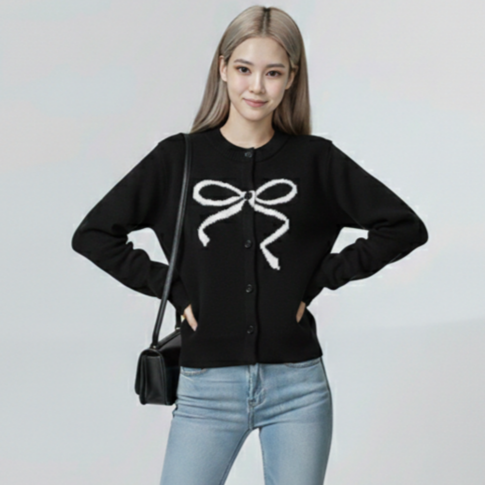 유니크코코 여성 간절기 리본 니트 가디건 봄 가을 5836 18,600원