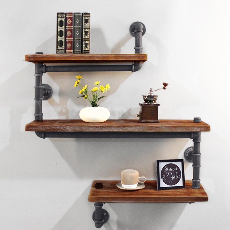 핸즈홈 파파메이드 조립식 파이프 벽 선반 F 진열장, SS(스테인선반+블랙빈티지파이프/HH-301), 3단 94,800원