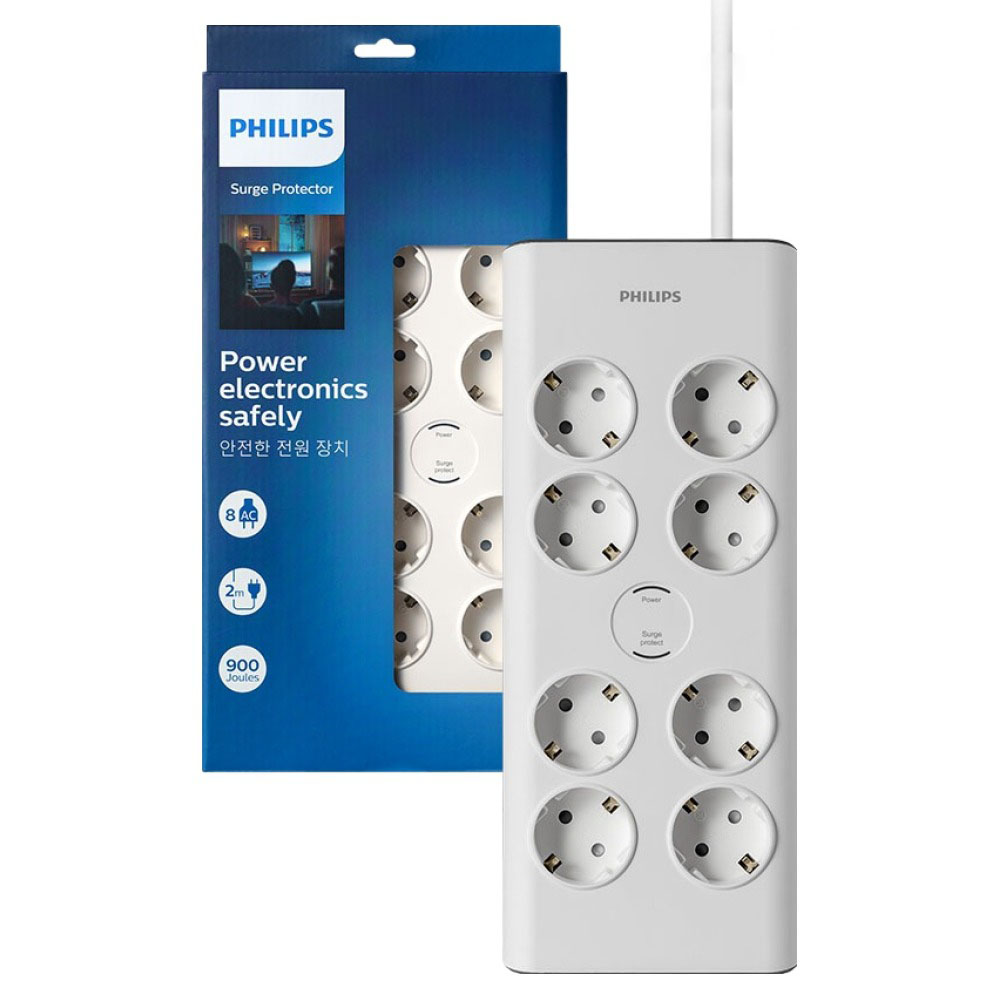 필립스 서지 프로텍트 멀티탭 8구 SPN7080WA/61, 2m, 화이트, 1개 34,340원