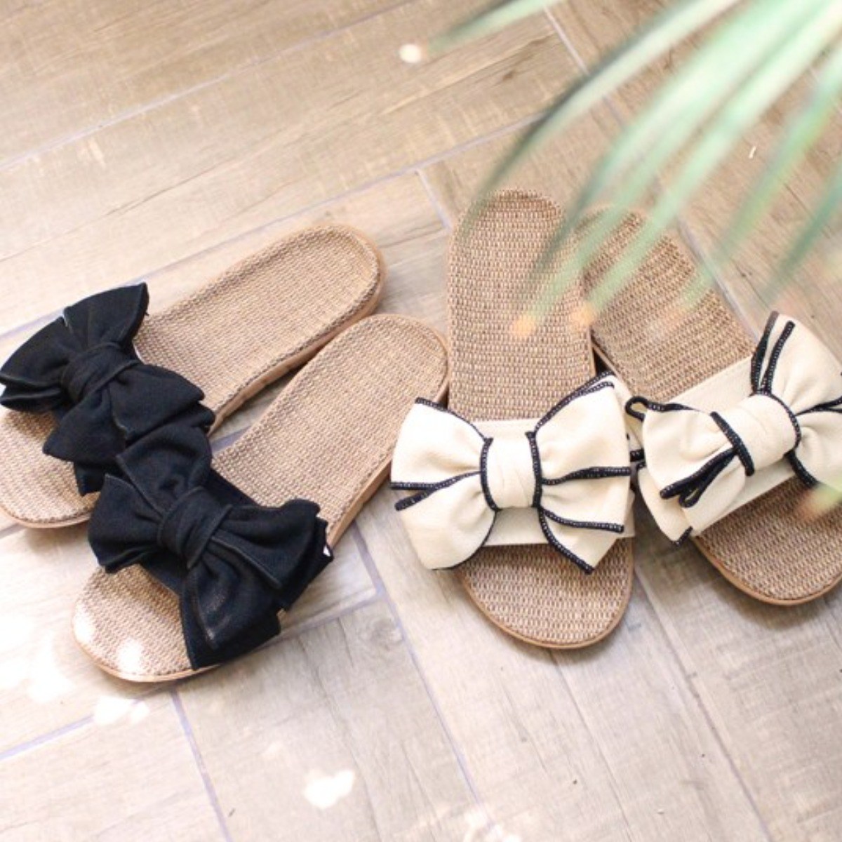 코코드림 여성용 EVA 소재 리본 고급 린넨 슬리퍼 #FT115 14,800원