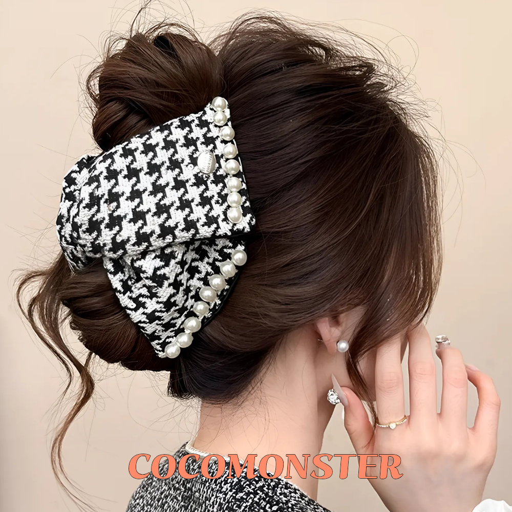 COCOMONSTER 프리미엄 혼방 진주 삼각 올림머리 헤어 집게핀 반머리 집게핀 13cm 17,600원