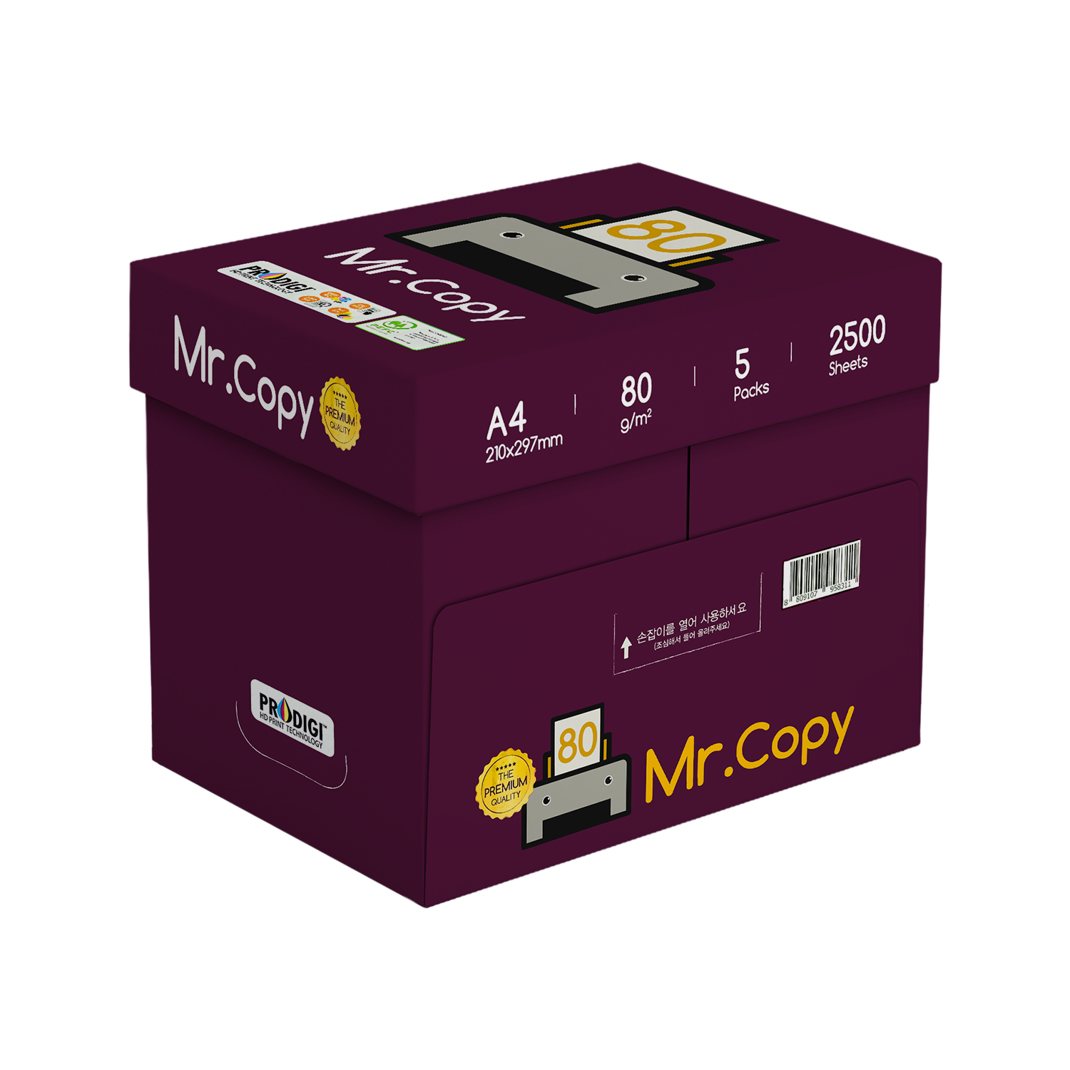 미스터카피 프리미엄 A4 복사용지 A4용지 80g 2500매 1박스 27,610원