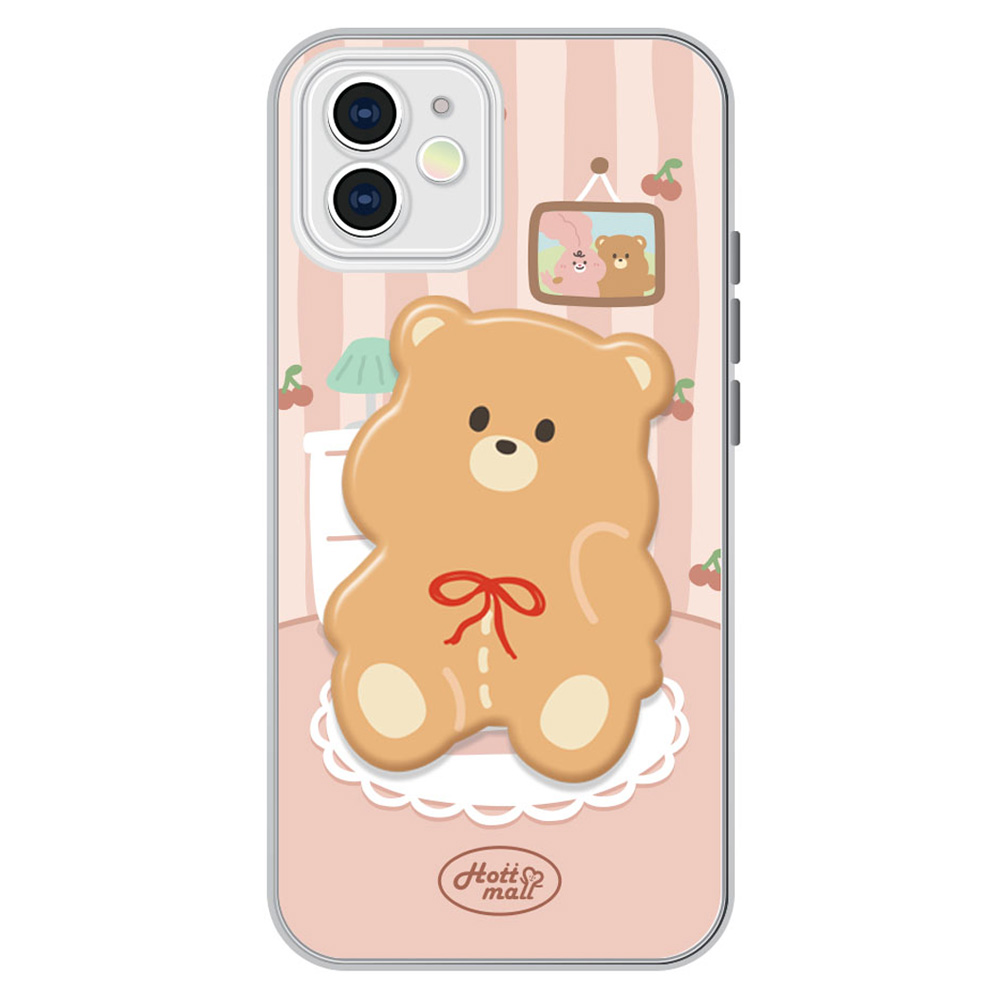 핫티몰 사랑스러운 곰돌이 스마트톡 + 핑크 체리 패턴 투명 젤리 휴대폰 케이스 세트 12,070원