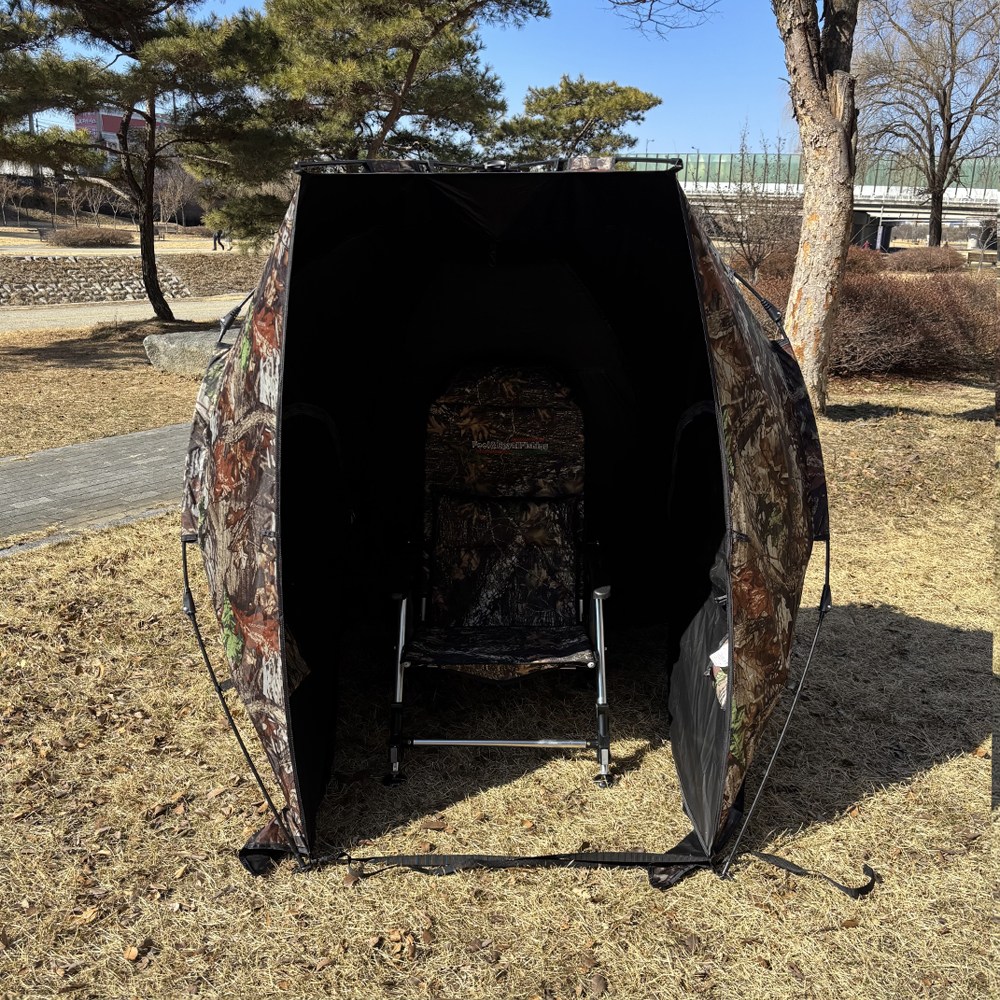 새론불산업 민물 낚시 텐트 원터치 암막 난로텐트 의자텐트, 낙엽무늬 90,000원