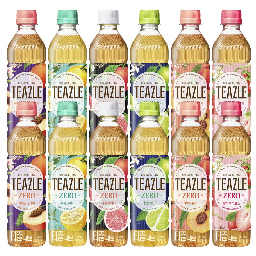 티즐6종(딸기루이보스2 유자그린티2 피치우롱티2 라임그린티2 피치얼그레이2 자몽블랙티2)500ml YFRESH박스 10,900원