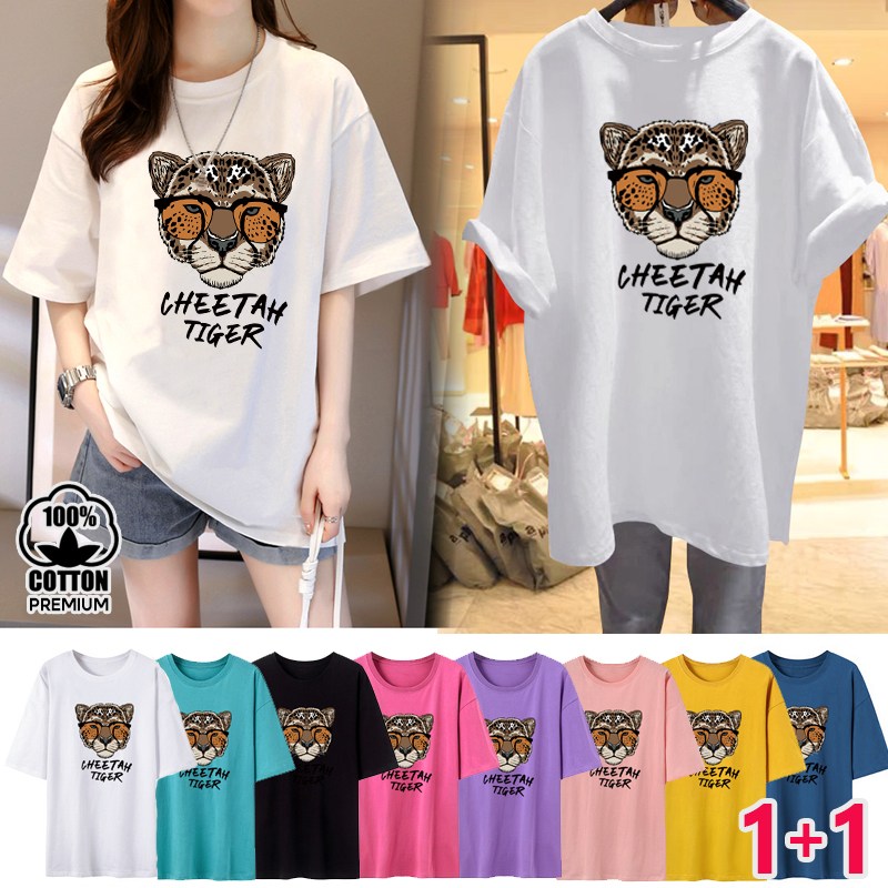 [1+1 2장 노마진 공장 출고] 스타일아유 여성 순면 반팔티 코튼 박스핏 티셔츠 반팔티 오버핏 프린팅 여자 여름 오버핏 롱티 19,800원