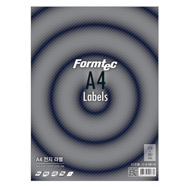 (Formtec) 분류표기용 라벨지, 일반형, LS-3130 (1칸/100매) (사이즈:210X297) 16,300원