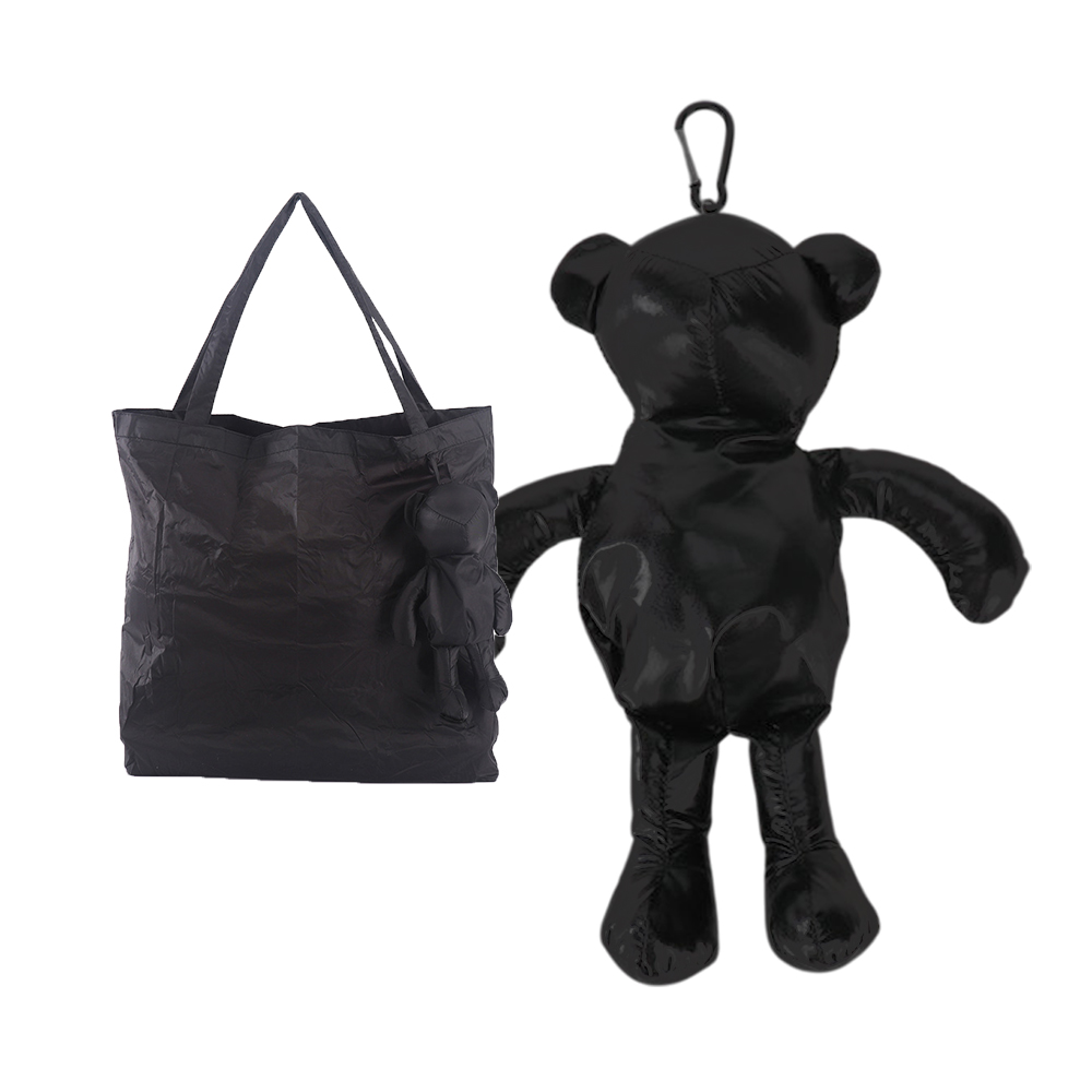 이지유 곰돌이 키링 장바구니 에코백 휴대용 접이식 열쇠고리 보조가방 백참 답례품 구디백, 블랙, 1개 13,640원
