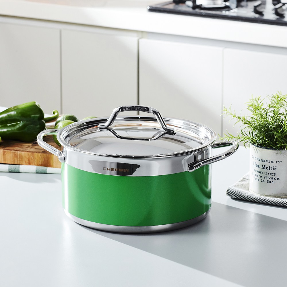 쉐프윈 304STS 통5중 컬러냄비 그린 24cm 양수 104,000원