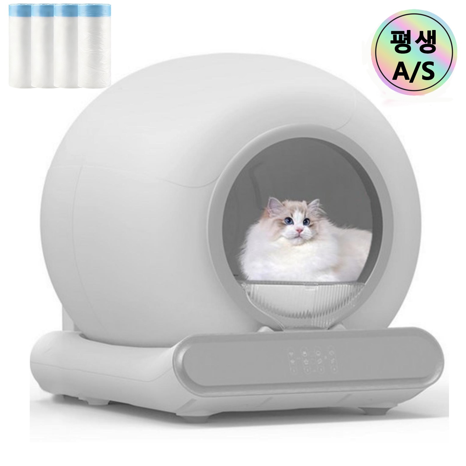 2025녕 HESUNYI 고양이 자동 화장실 스마트 전자동 MSP-04 지능청소 APP용 WIFI연동(배변봉투 포함), 화이트, 1개 160,000원