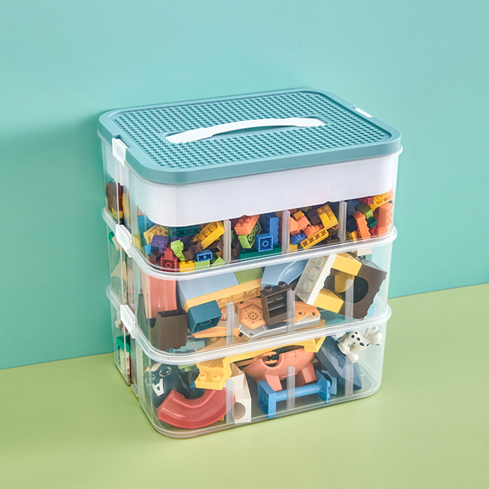 HK.sell 분리형 3단 블록 박스 장난감 레고 정리함, 1개, 민트색 19,800원