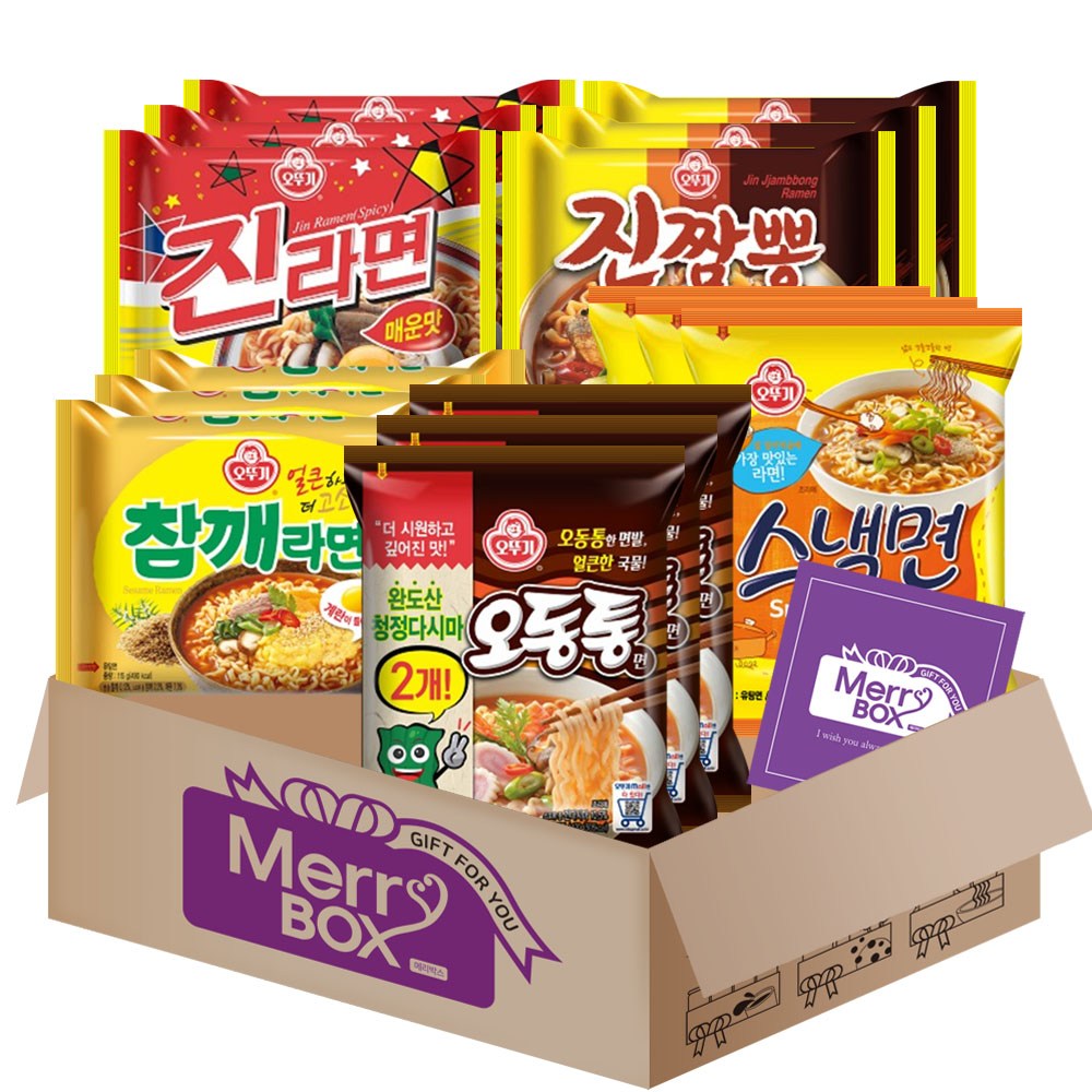 봉지라면세트 03호 (진라면매운맛3+진짬뽕3+참깨라면3+스낵면3+오동통면3)+메세지카드, 1박스 18,500원
