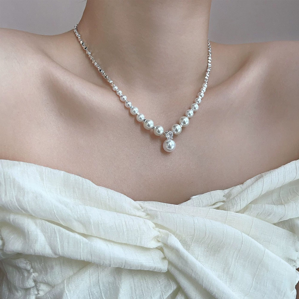 NUTRIVIO 진주목걸이 고급 패션 여성 목걸이 여자친구선물추천 데일리 착용 진주 다이아몬드목걸이 8,500원