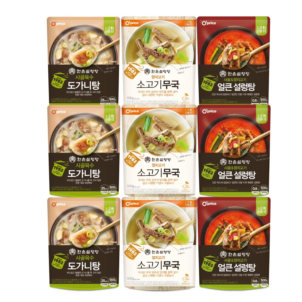 한촌설렁탕 혼합 세트 (도가니탕+얼큰설렁탕+소고기무국), 3세트, 1.5kg 71,100원