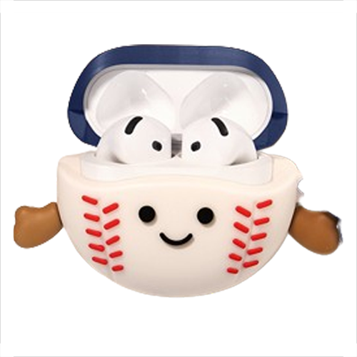 거친언니 귀여운 캐릭터 패턴 실리콘 커버 에어팟 케이스, 야구공 + 고리 airpods 1/2, 1개, 단일상품 5,130원