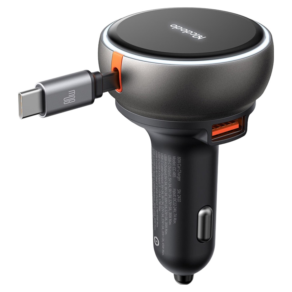 맥도도 차량용 2포트 C타입 케이블 일체형 고속충전기 80W CC-485 33,700원